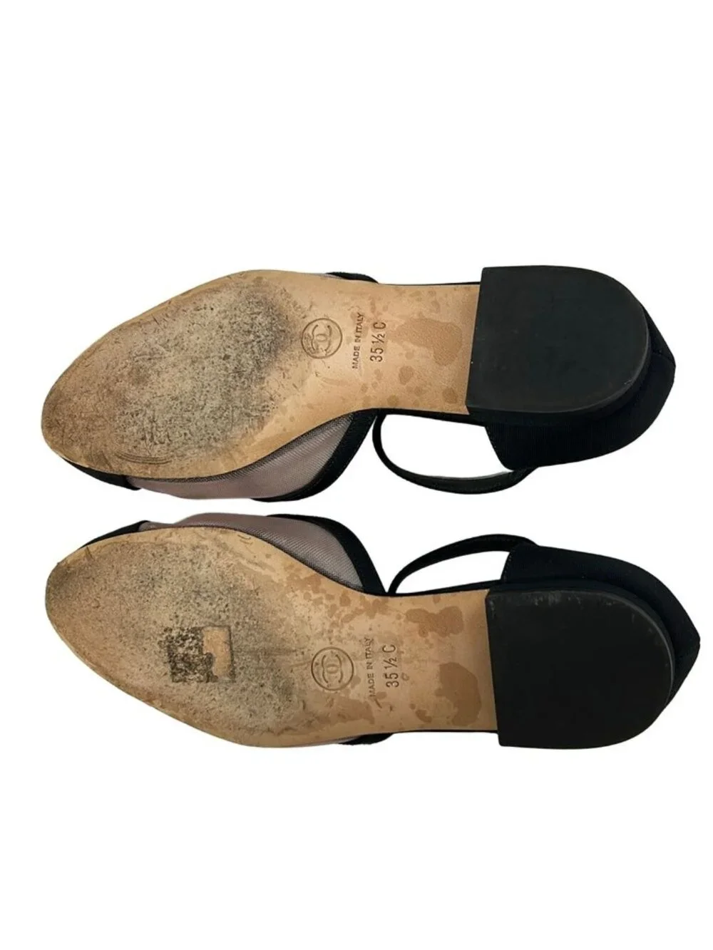 Chanel Flat Shoes Black Clear CC Logo Mesh